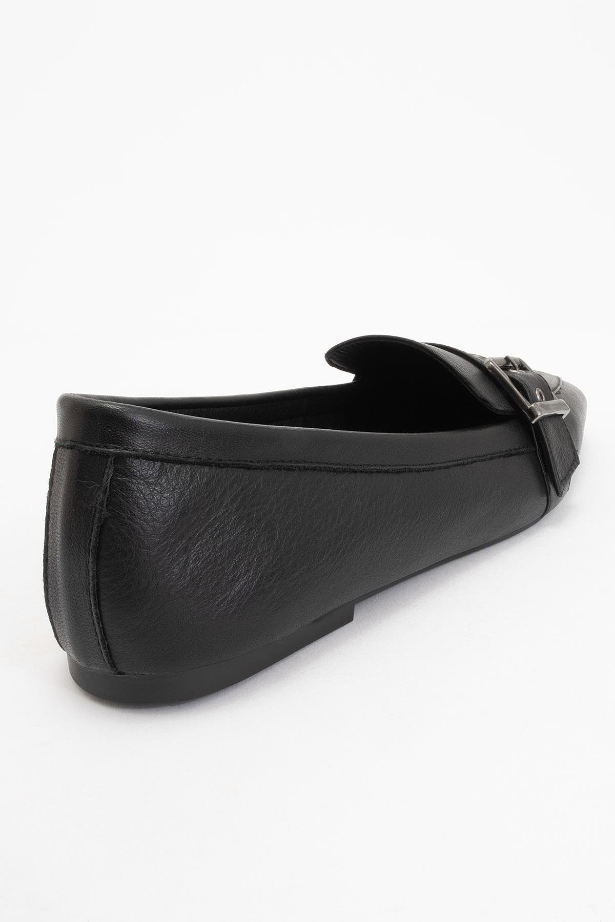 Periwinkle - Black Leather Loafers (Women)
