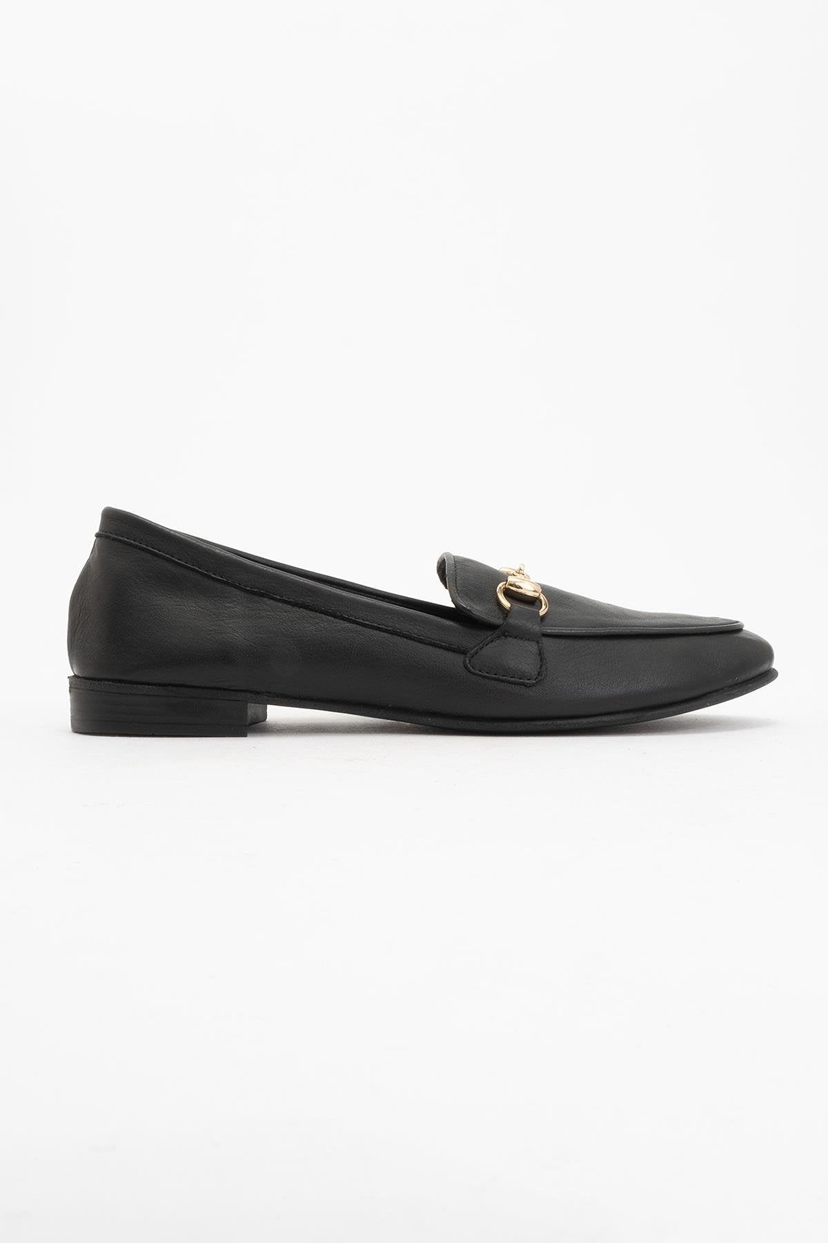 Rory - Black Leather Bit Loafers