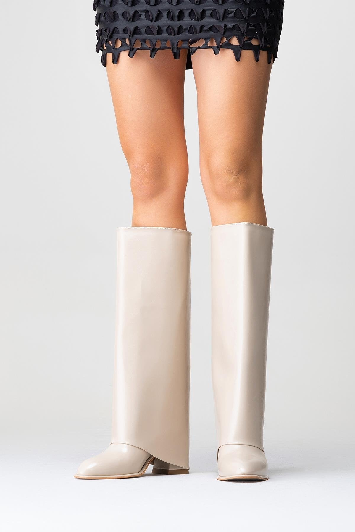 Maybe Beige Chunky Heel Boot (Women)