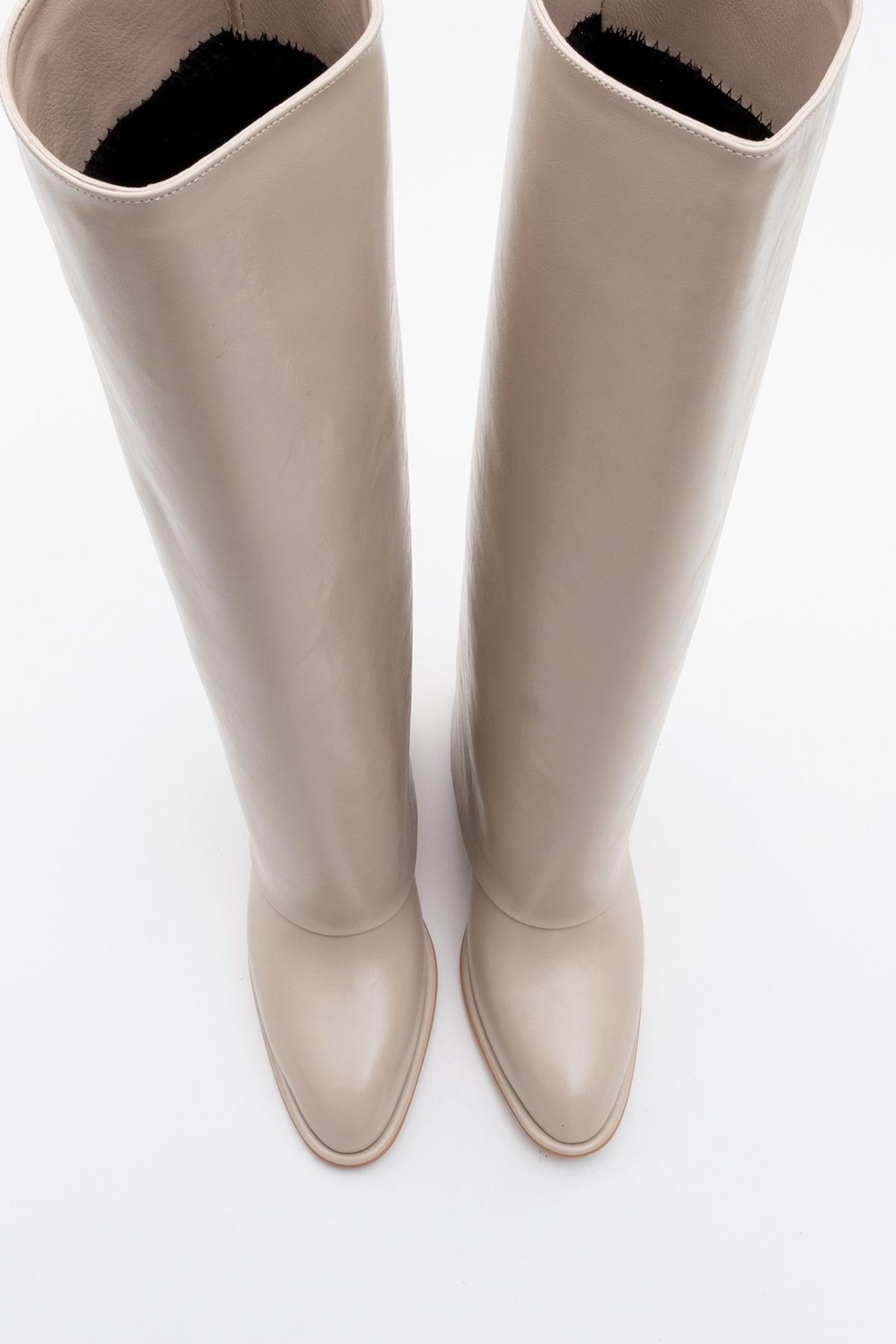 Maybe Beige Chunky Heel Boot (Women)