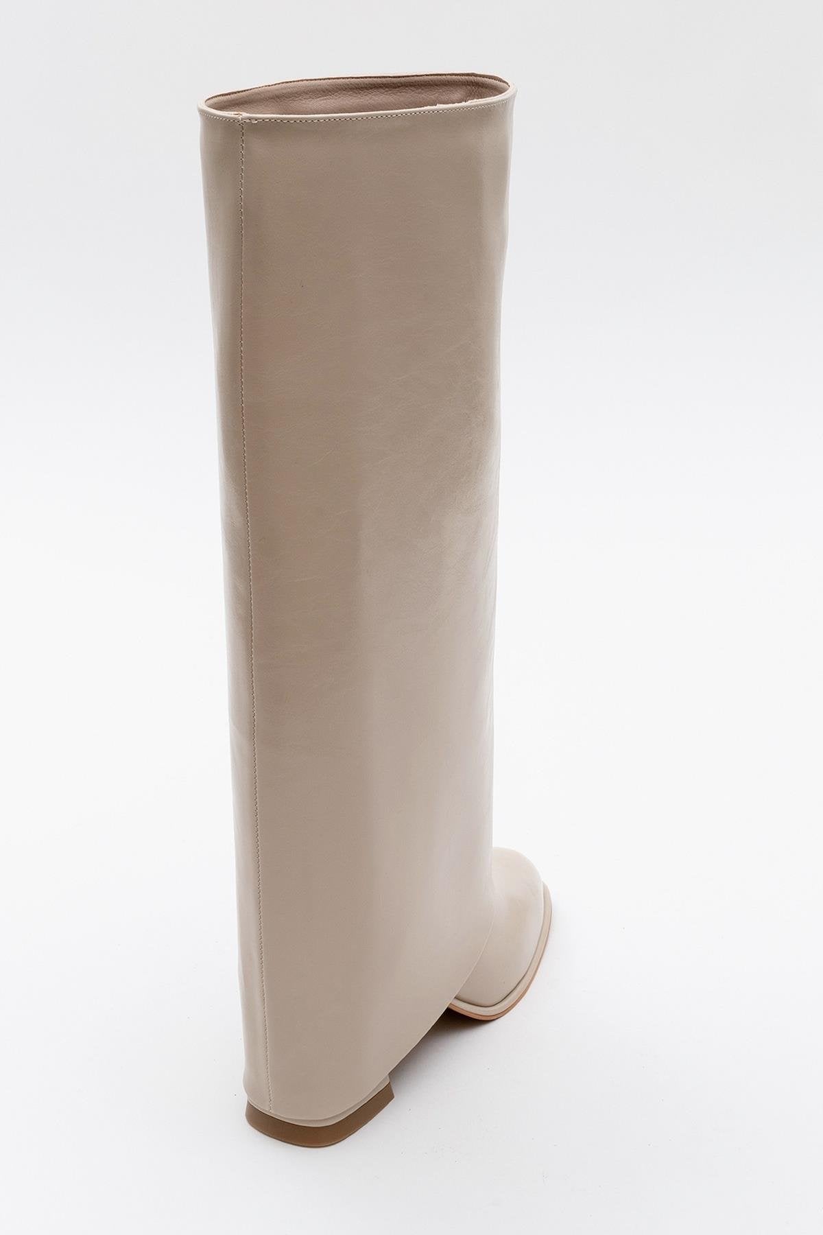 Maybe Beige Chunky Heel Boot (Women)