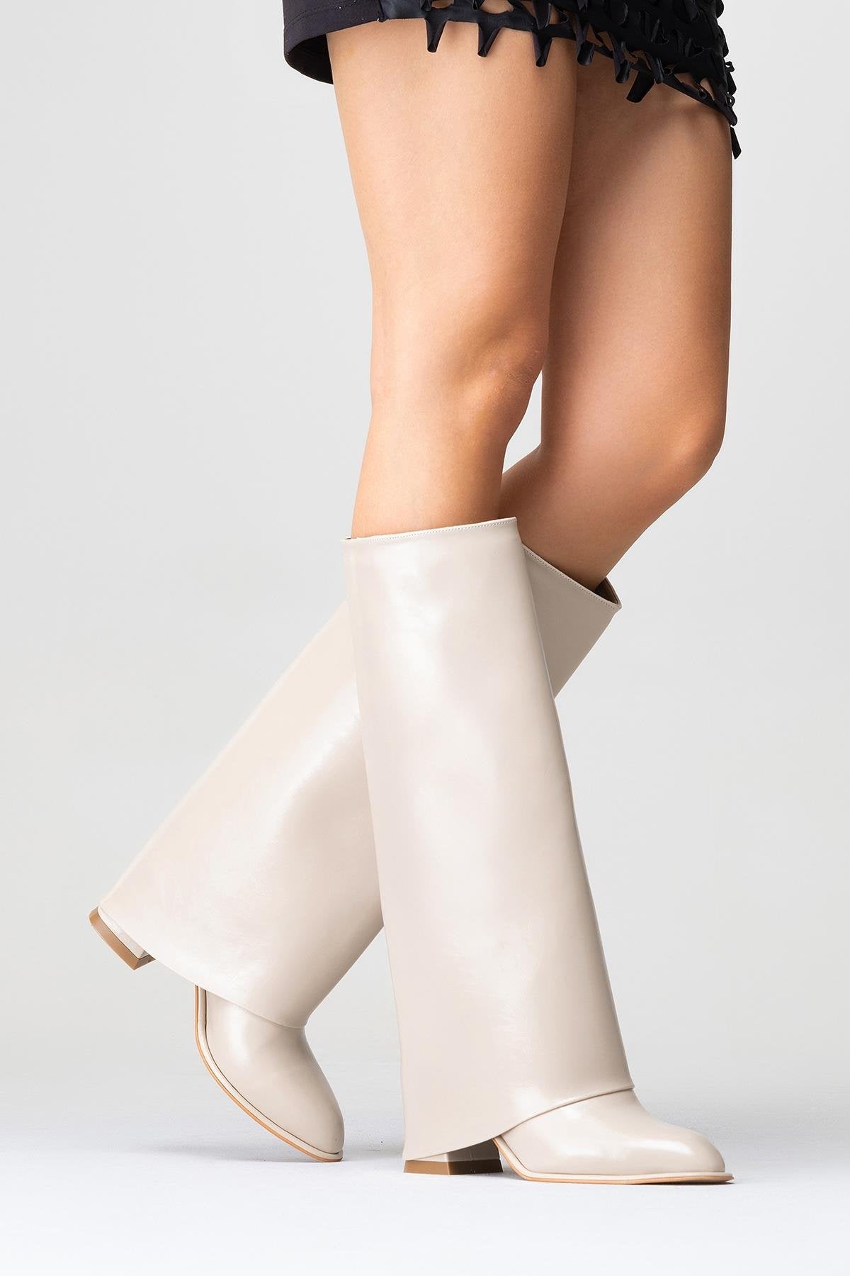 Maybe Beige Chunky Heel Boot (Women)