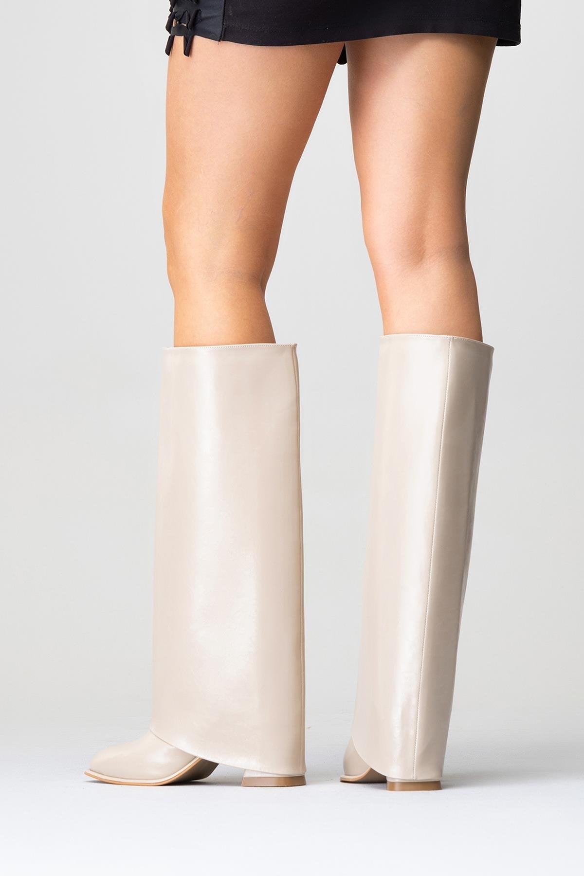 Maybe Beige Chunky Heel Boot (Women)
