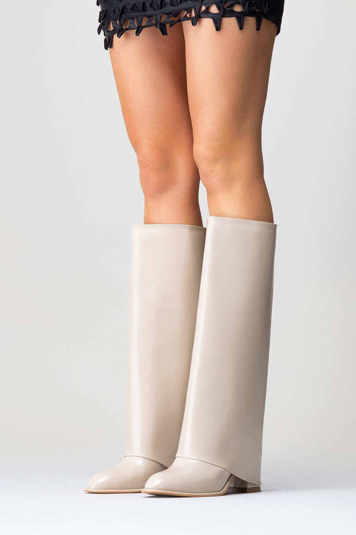 Maybe Beige Chunky Heel Boot (Women)