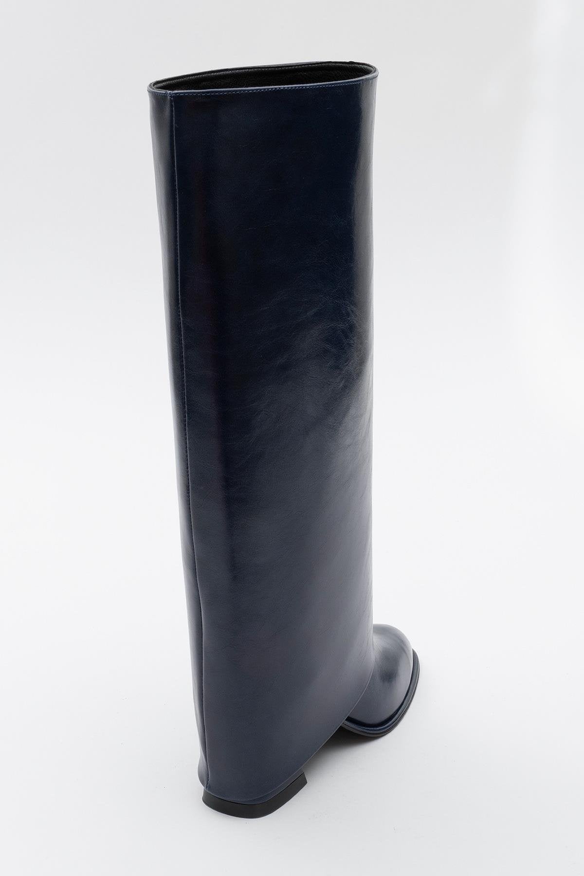 Maybe Navy Chunky Heel Boot (Women)