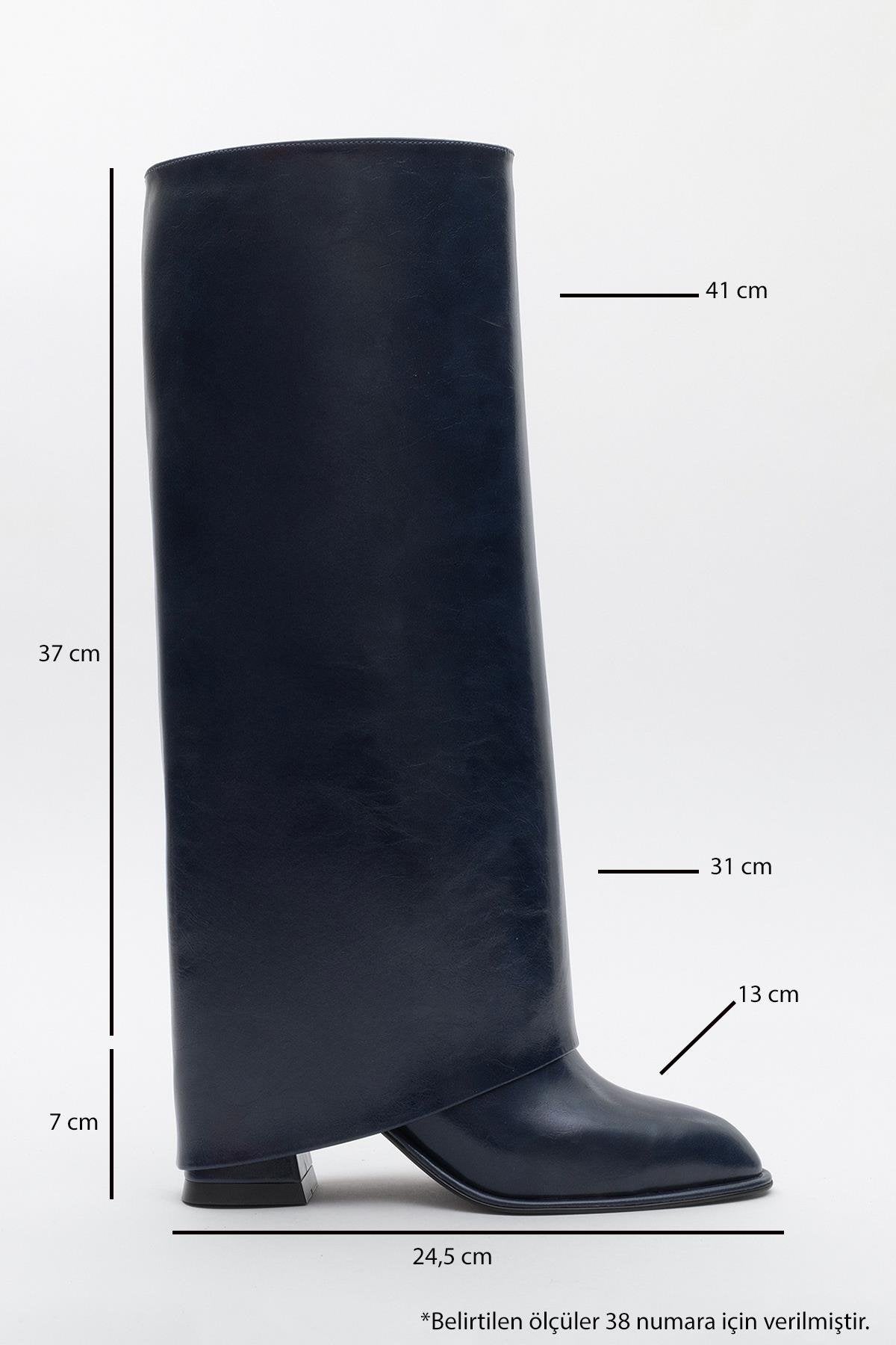 Maybe Navy Chunky Heel Boot (Women)