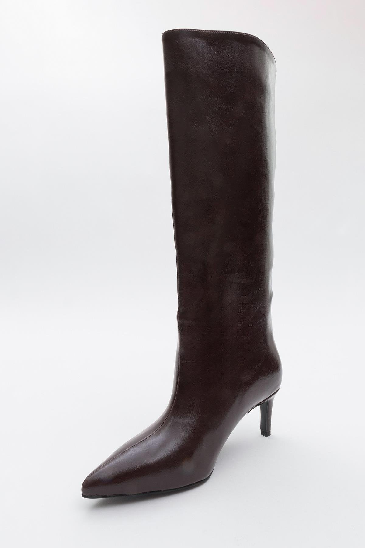 Cassandra Burgundy Cilt High‑Heel Boot (Women)