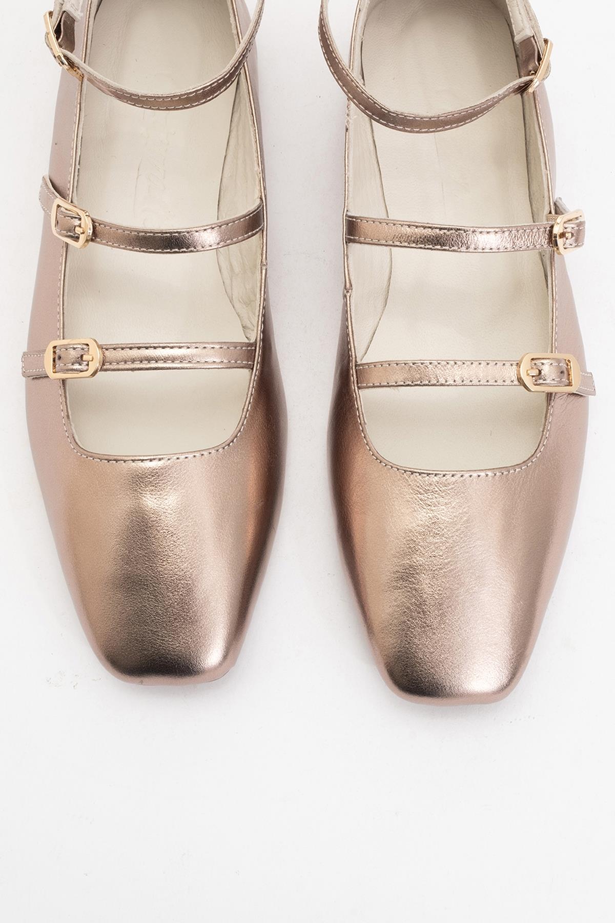 Serena - Gold Leather Mary Jane Flats