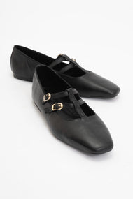 Starling - Black Leather Mary Jane Flats (Women)