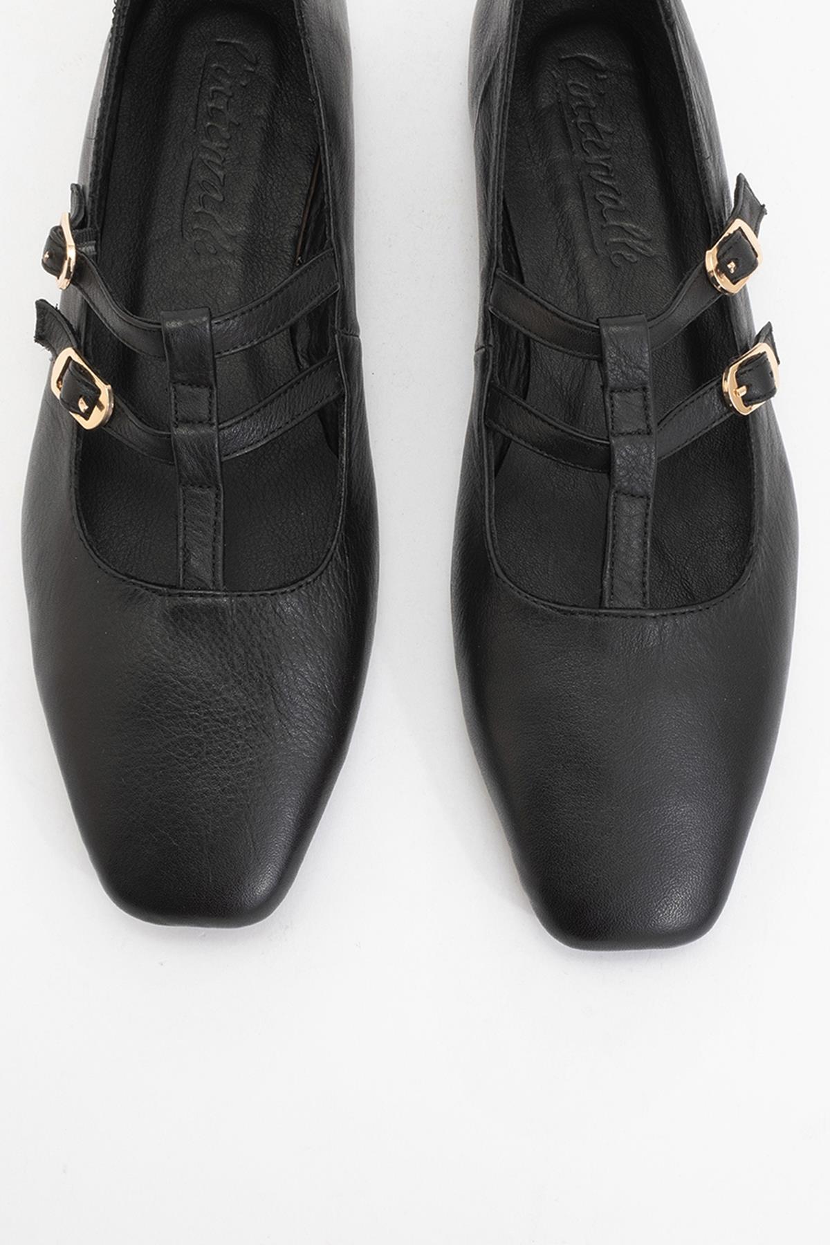 Starling - Black Leather Mary Jane Flats (Women)