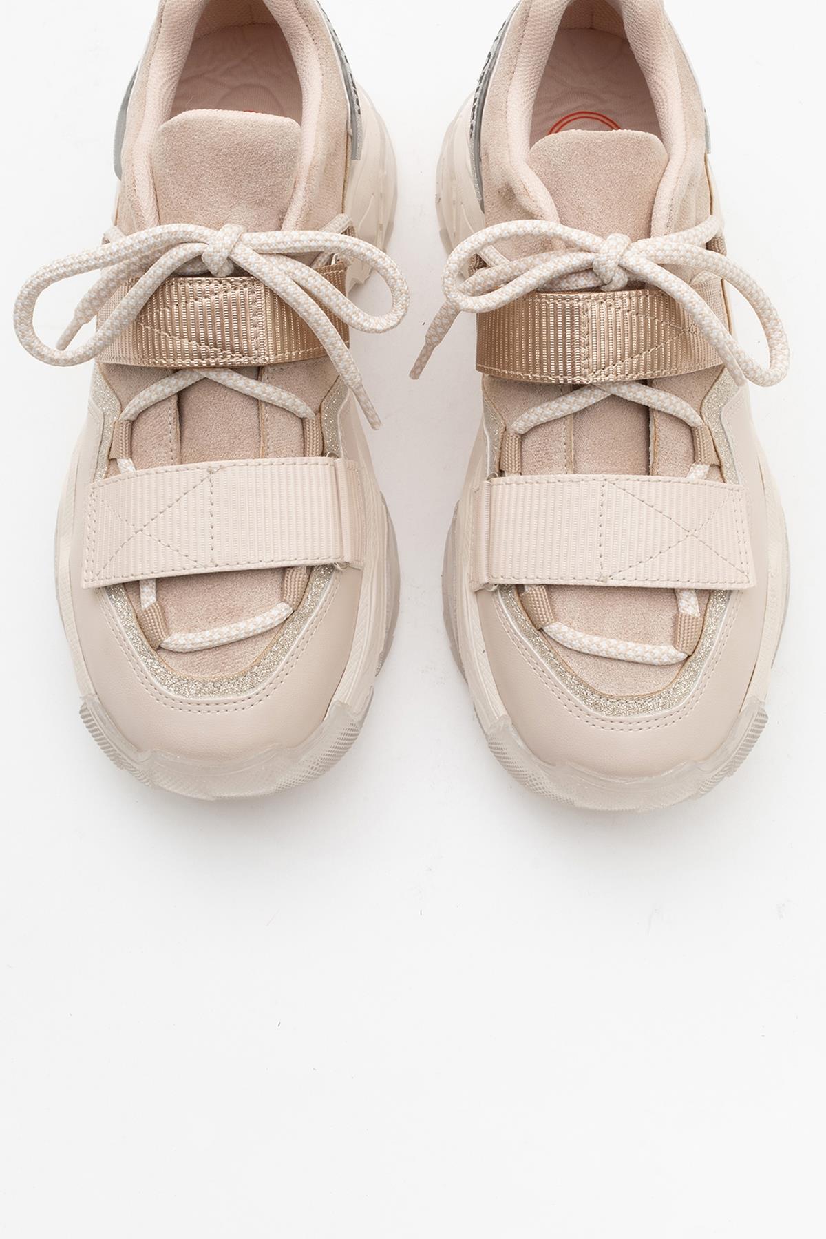 Lulen - Blush Glitter Script Velcro Sneakers (Women)