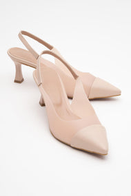 Moore - Beige Transparent Back Pointed Toe High Heel (Women)