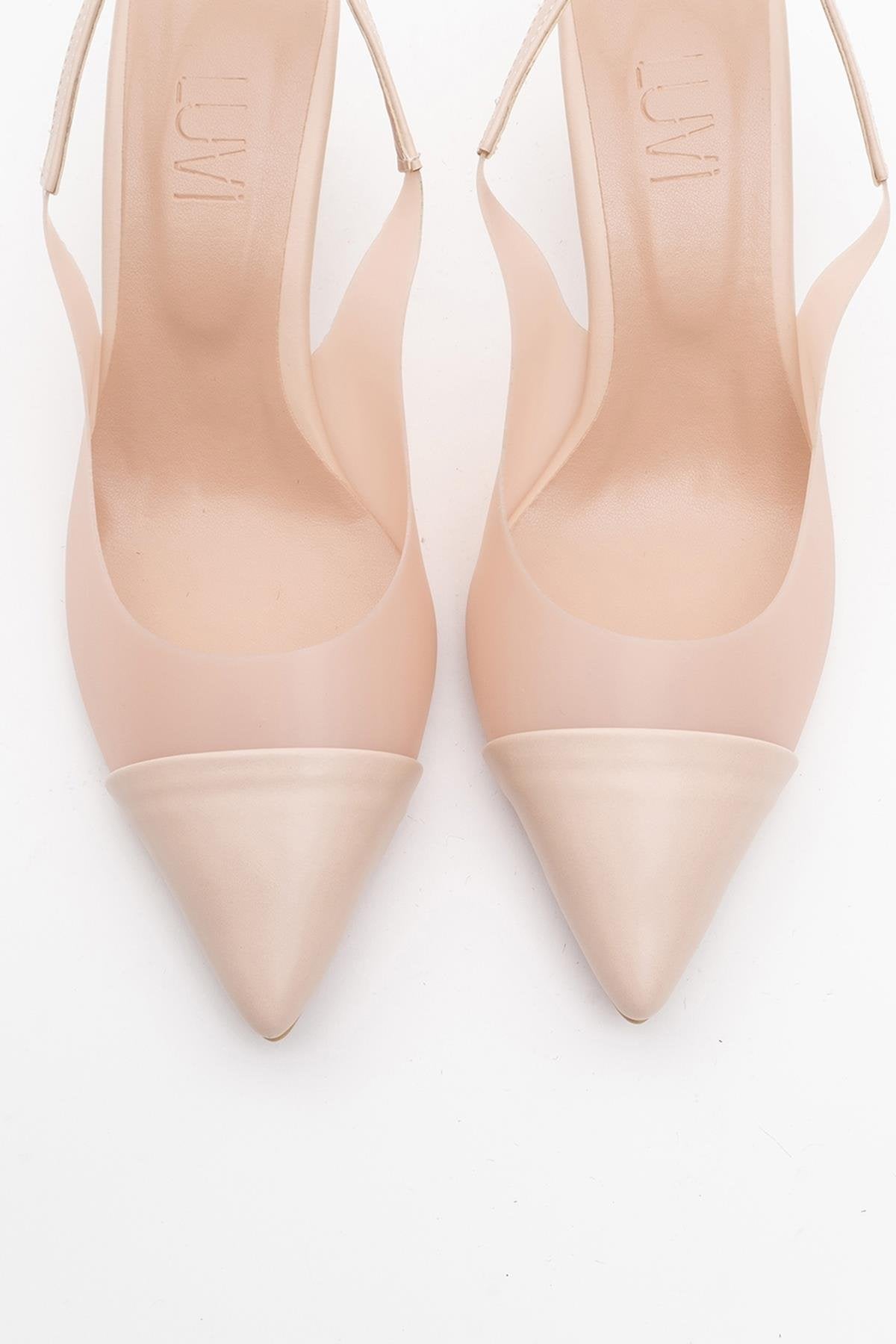 Moore - Beige Transparent Back Pointed Toe High Heel (Women)