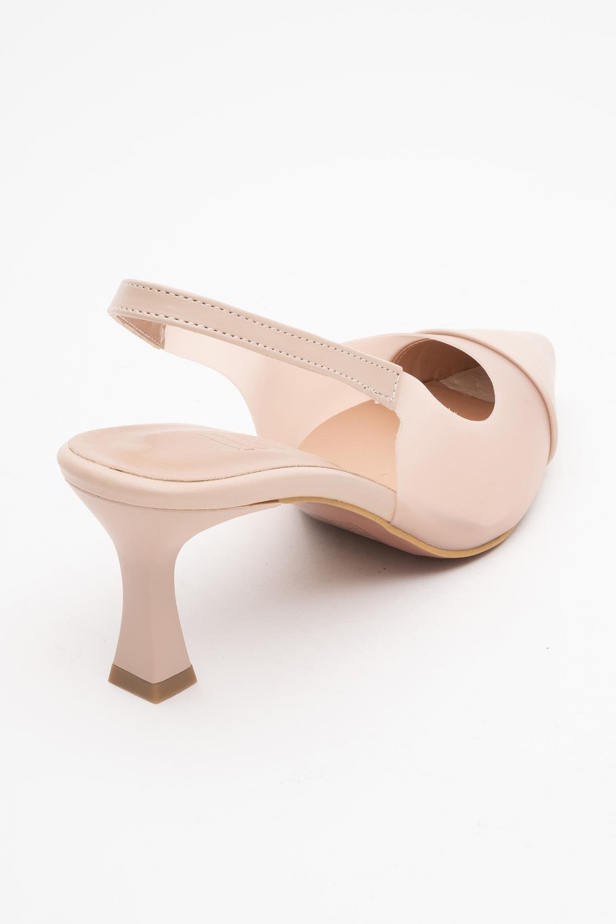 Moore - Beige Transparent Back Pointed Toe High Heel (Women)