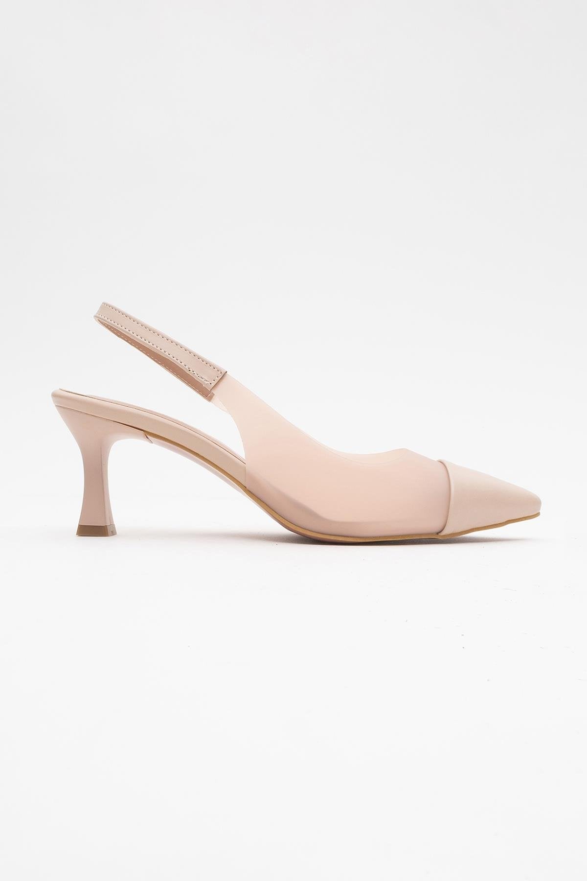Moore - Beige Transparent Back Pointed Toe High Heel (Women)