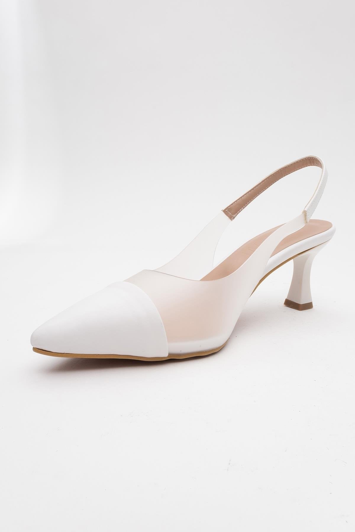 Moore - White Transparent Open Back Pointed Toe High Heel Shoe (Women)