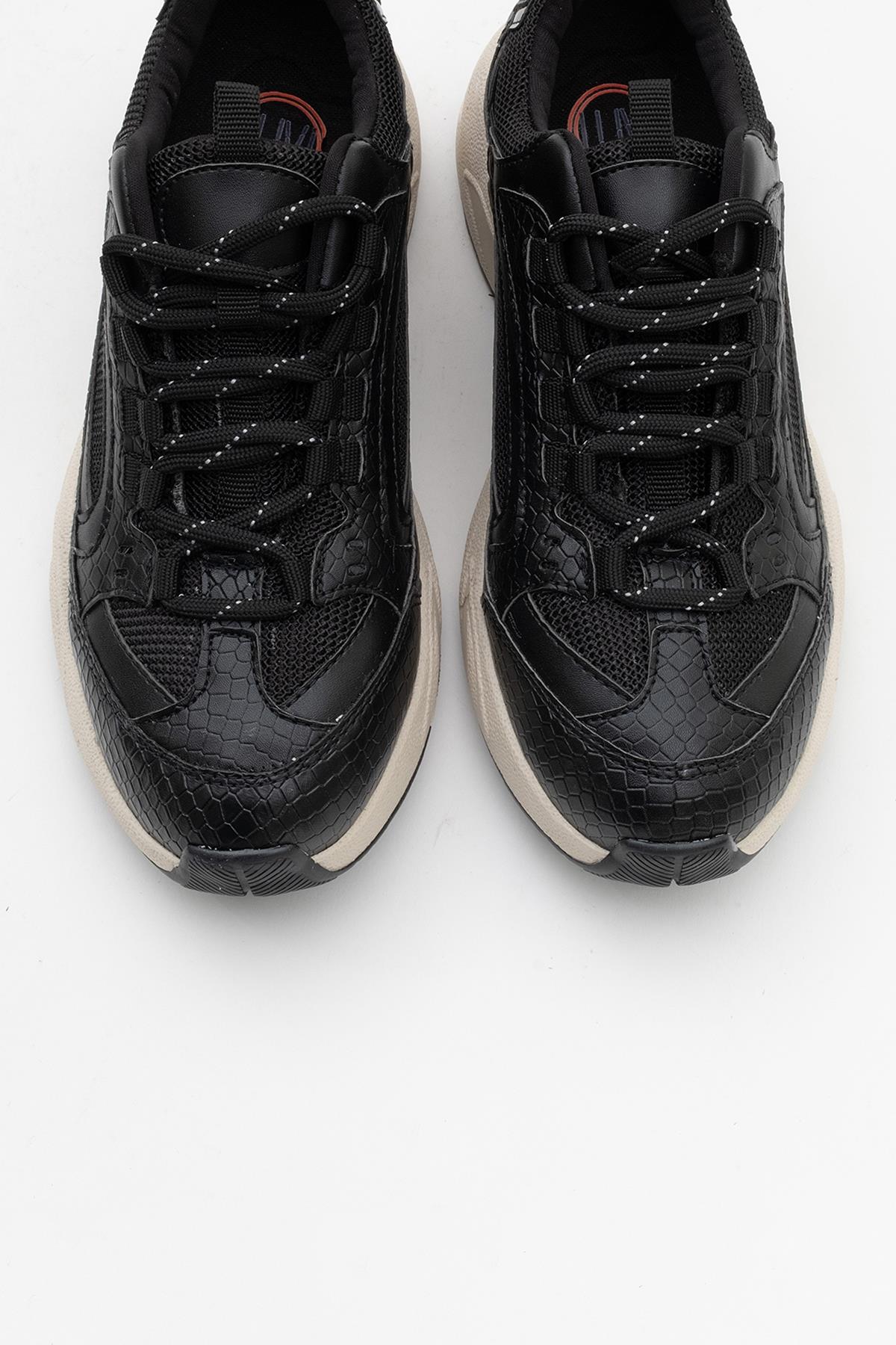 Bambi - Black Printed Mesh Sneakers (Women)