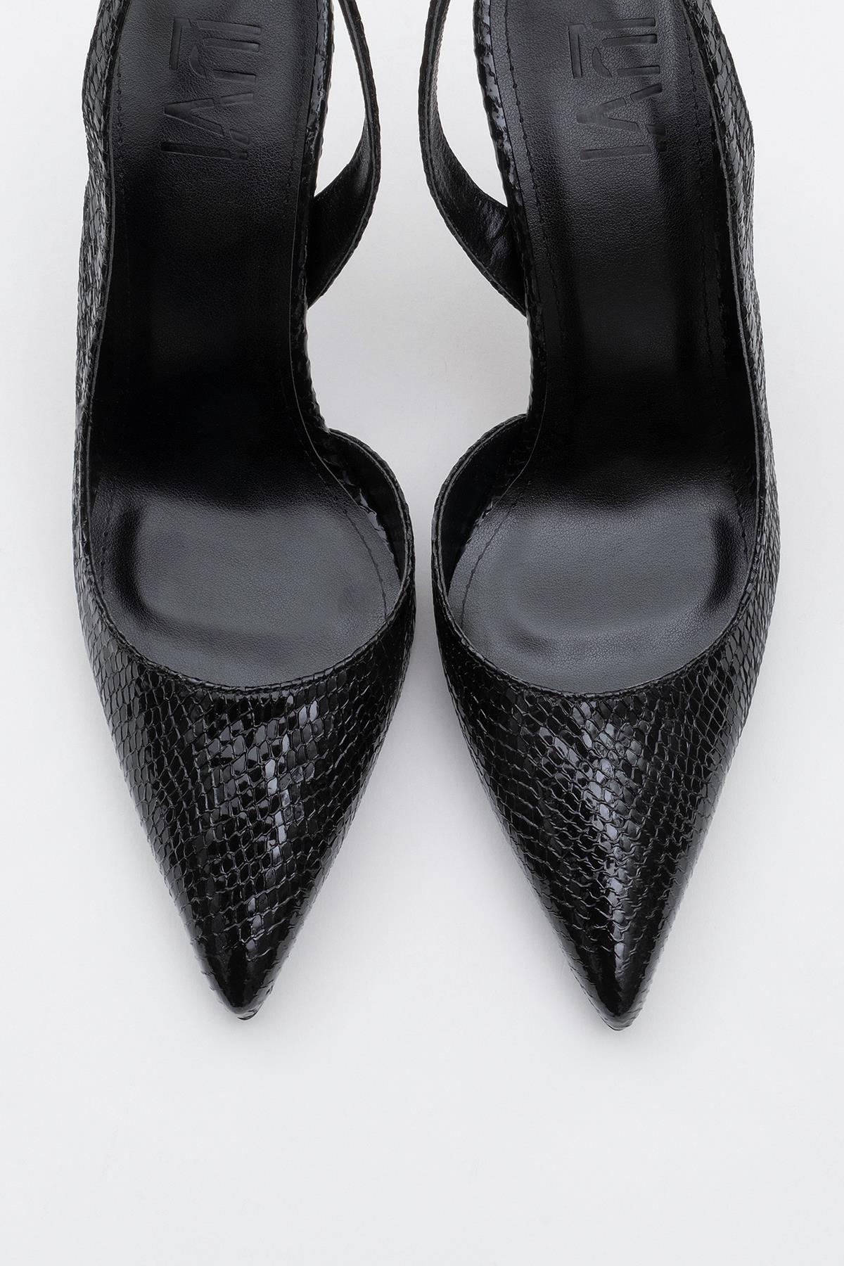 Twine - Black Patterned Heeled Shoe (Women)