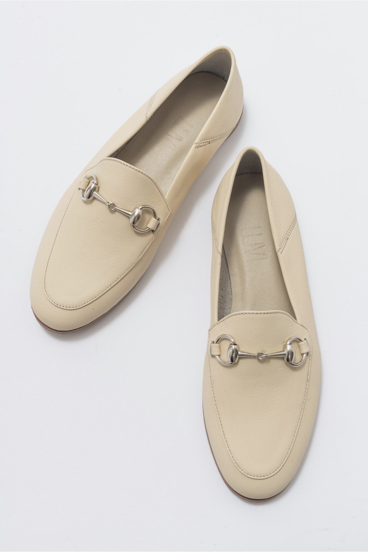 Penny - Beige Leather Horsebit Loafers