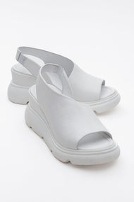 Agusto - White Leather Platform Sandal (Women)