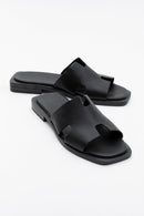 Jez - Black Leather Slide Sandal (Women)