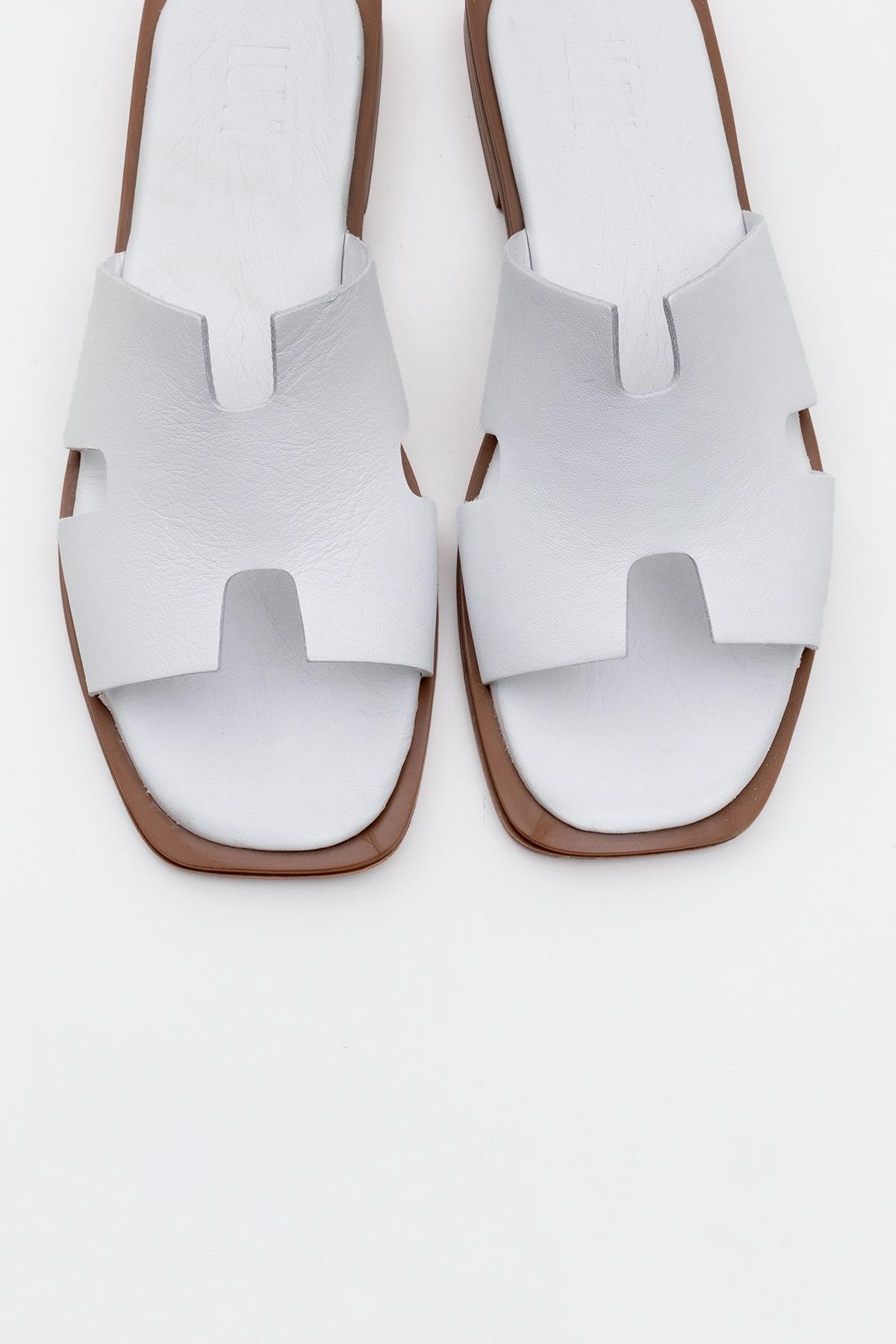 Jez - White Leather Slide Sandal (Women)
