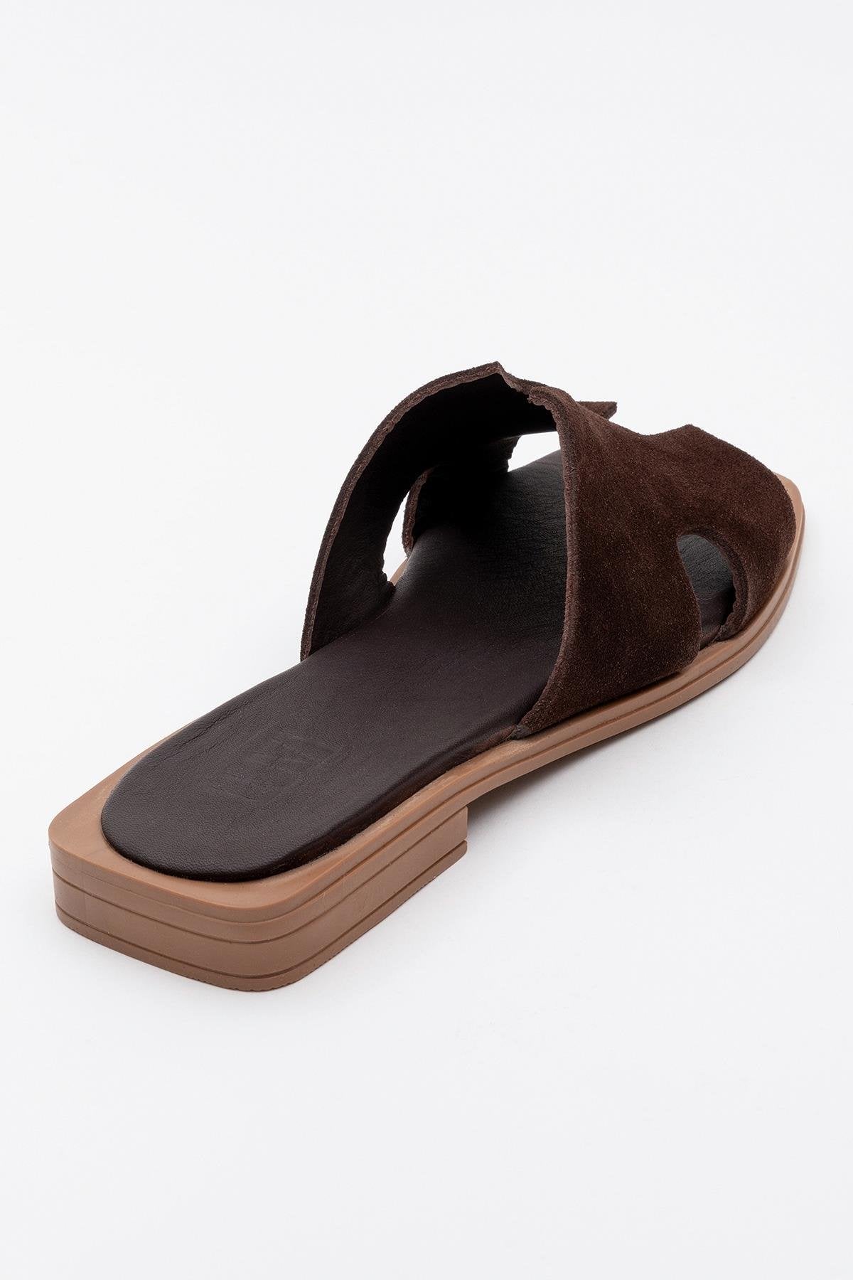 Jez - Brown Suede Leather Slide Sandal (Women)