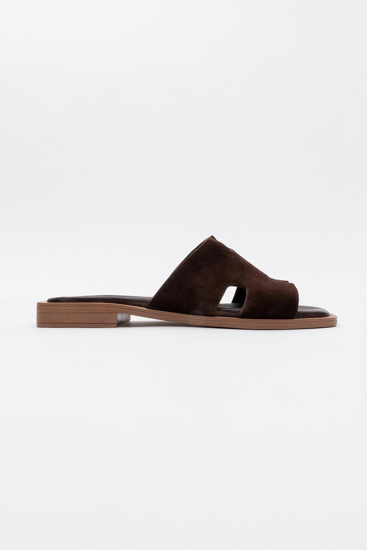 Jez - Brown Suede Leather Slide Sandal (Women)