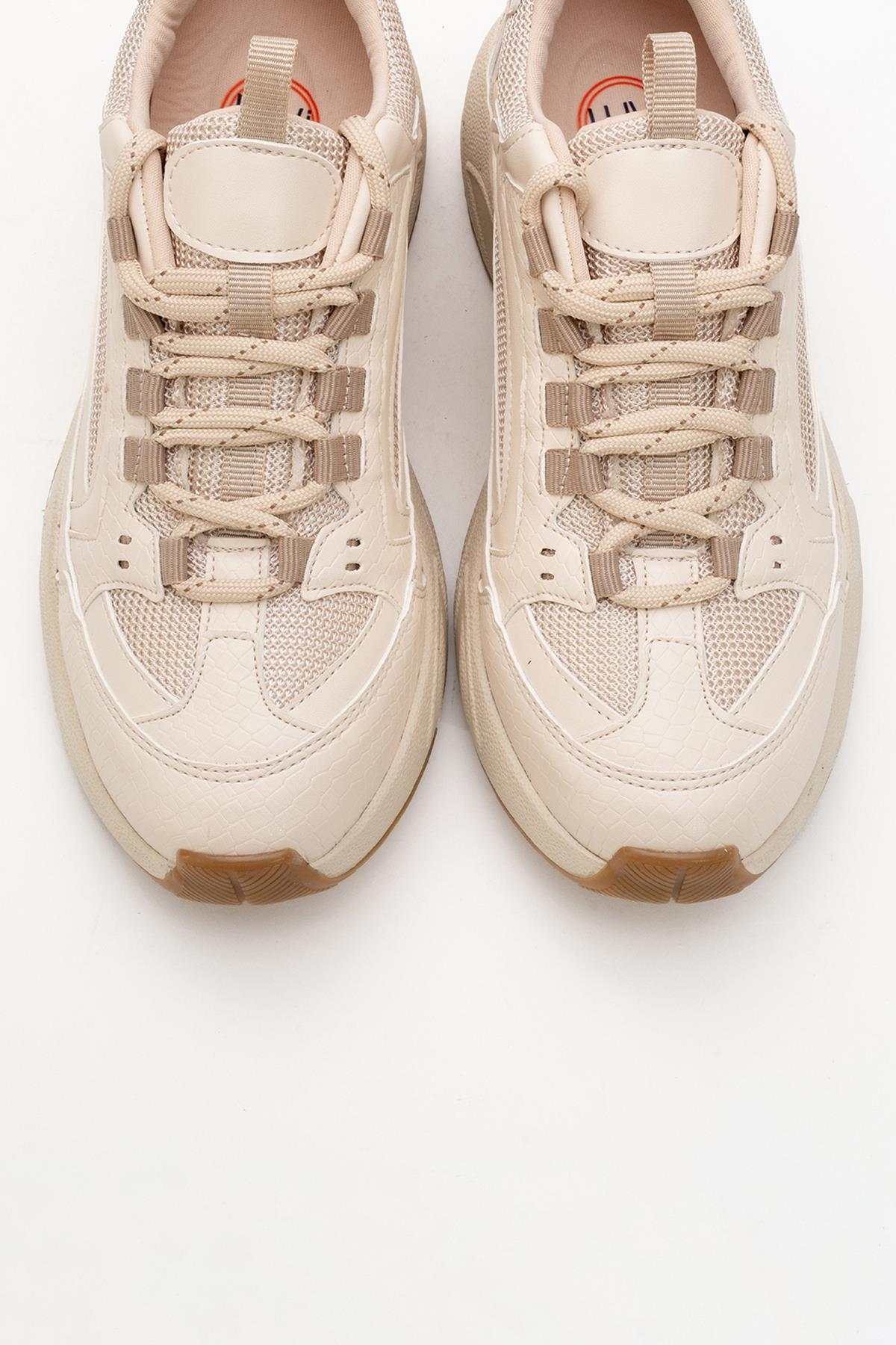 Bambi - Beige Printed Mesh Sneaker (Women)