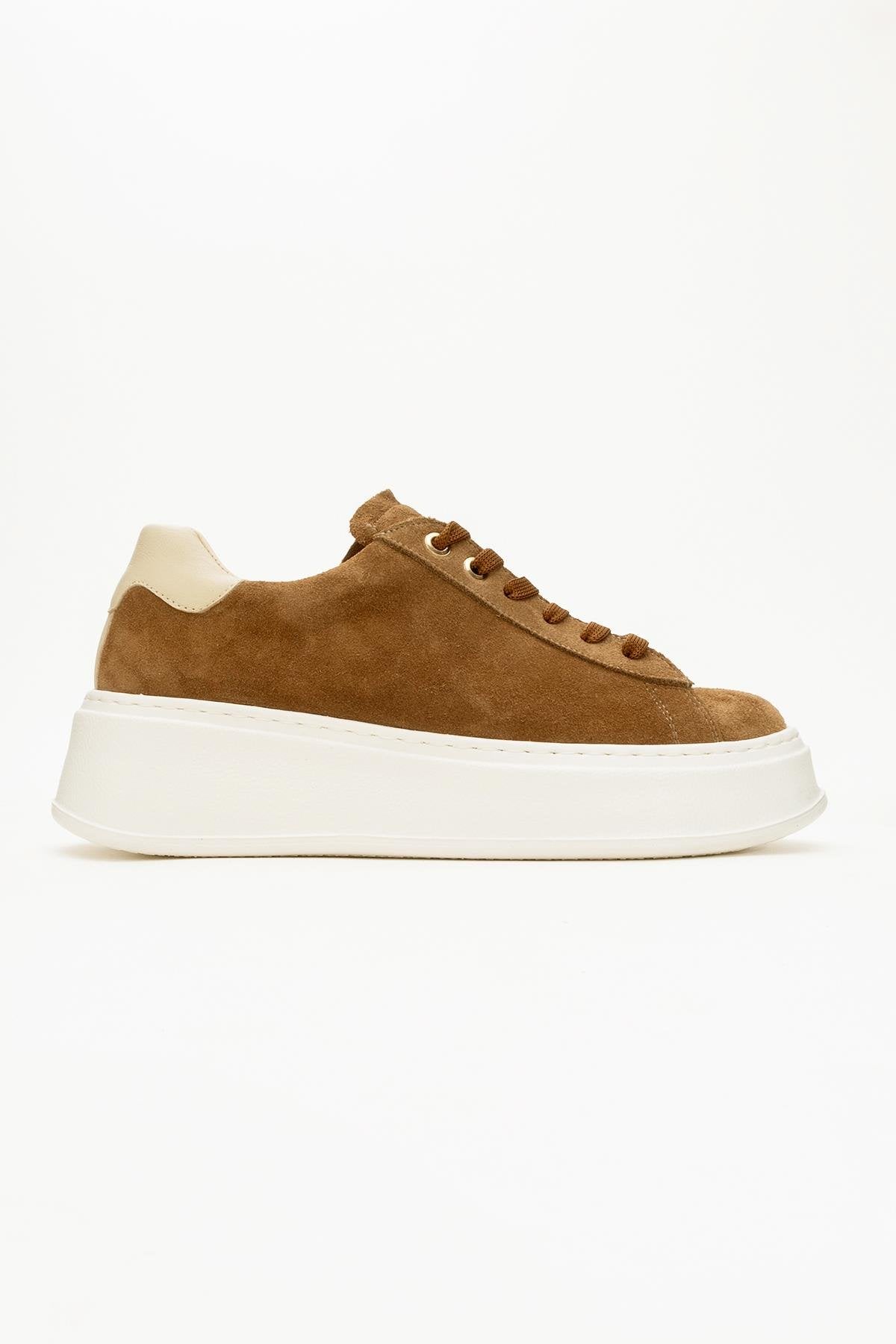 Gueno - Taupe Genuine Leather Sneaker (Women)