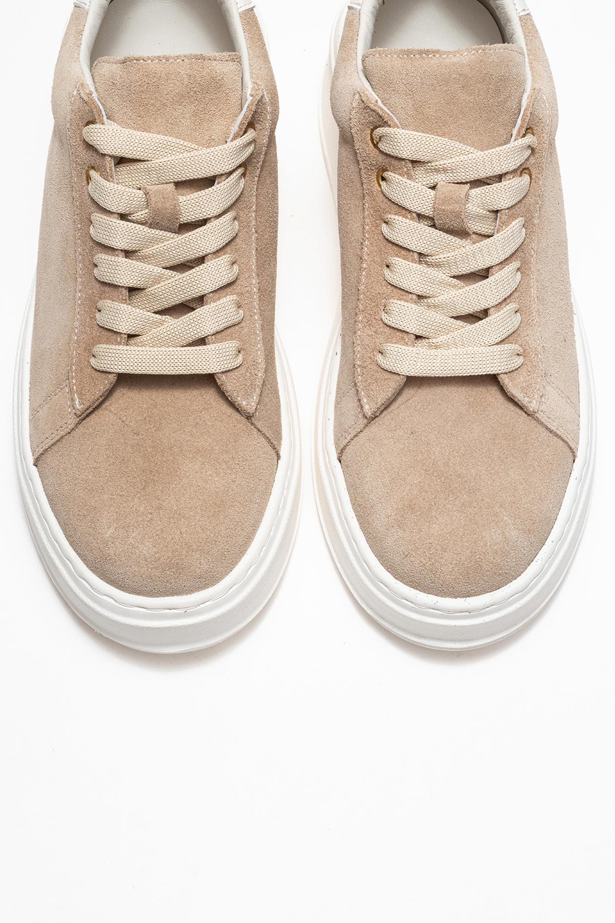 Gueno - Beige Genuine Leather Sneaker (Women)