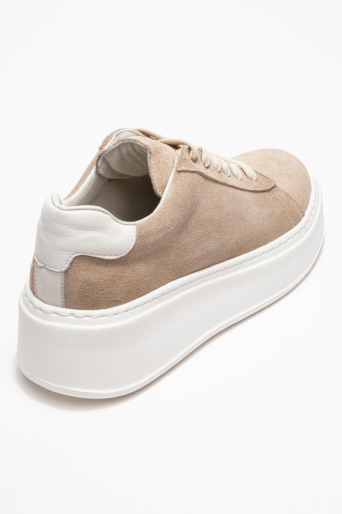 Gueno - Beige Genuine Leather Sneaker (Women)