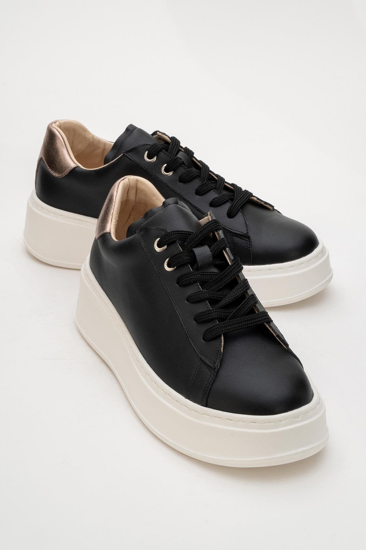Gueno - Black Genuine Leather Sneaker (Women)