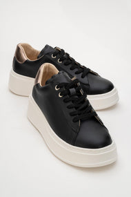 Gueno - Black Genuine Leather Sneaker (Women)