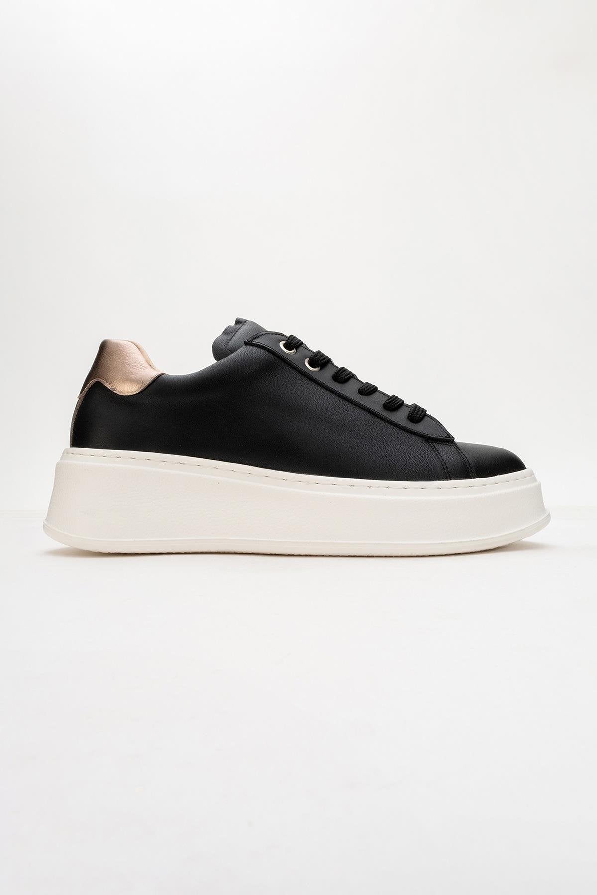 Gueno - Black Genuine Leather Sneaker (Women)