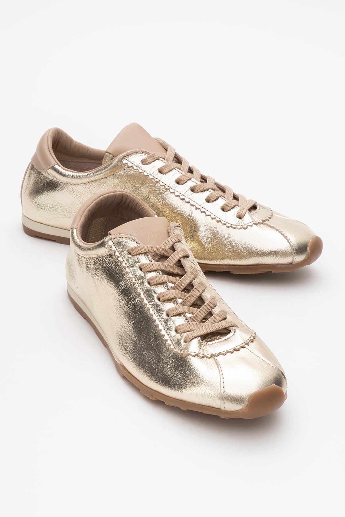 Crea - Gold Leather Sneakers (Women)