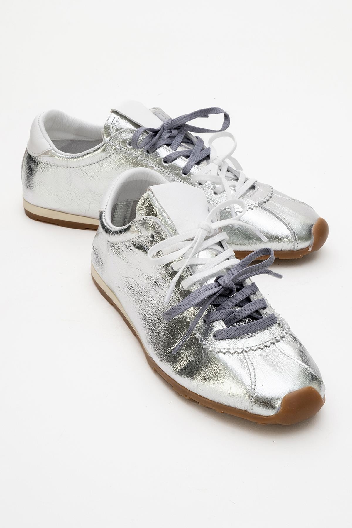 Crea - Silver Leather Sneakers (Women)