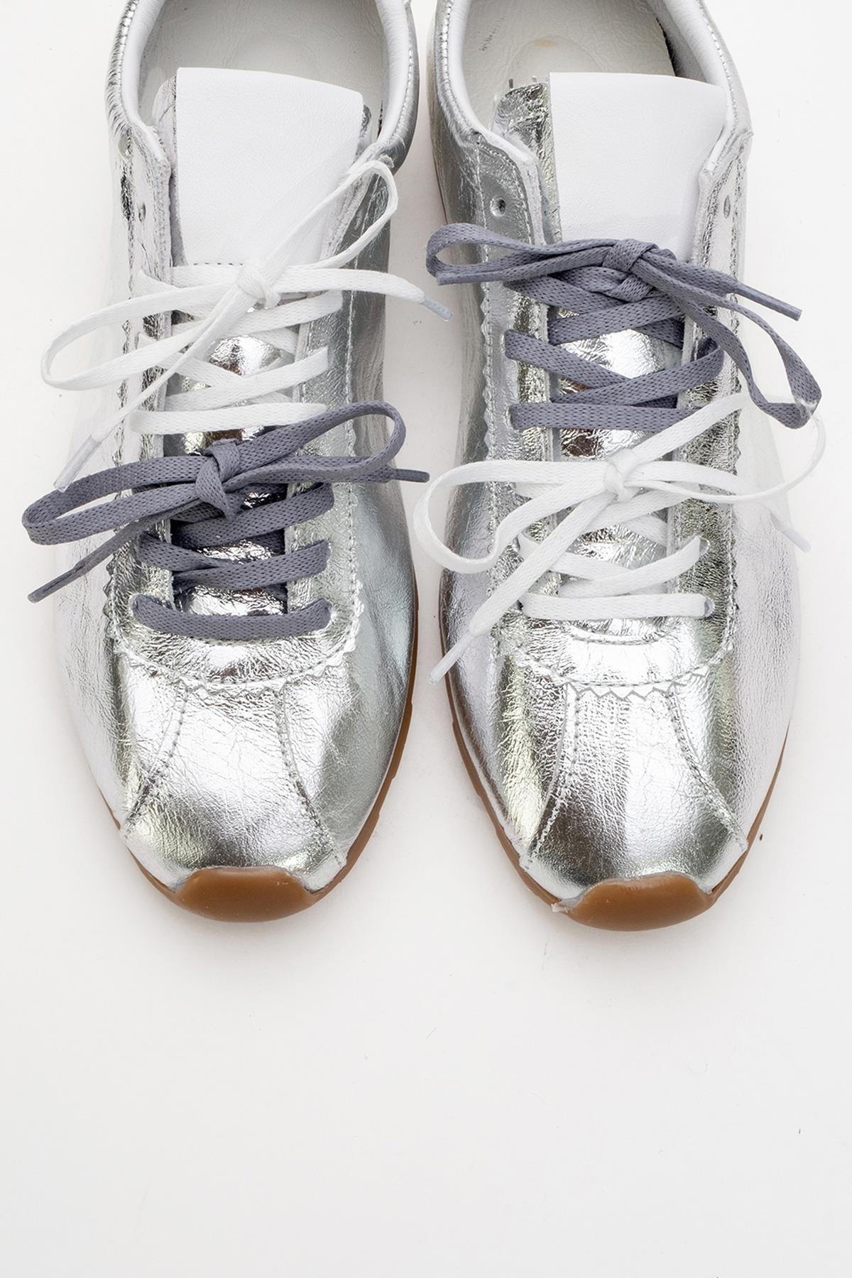 Crea - Silver Leather Sneakers (Women)