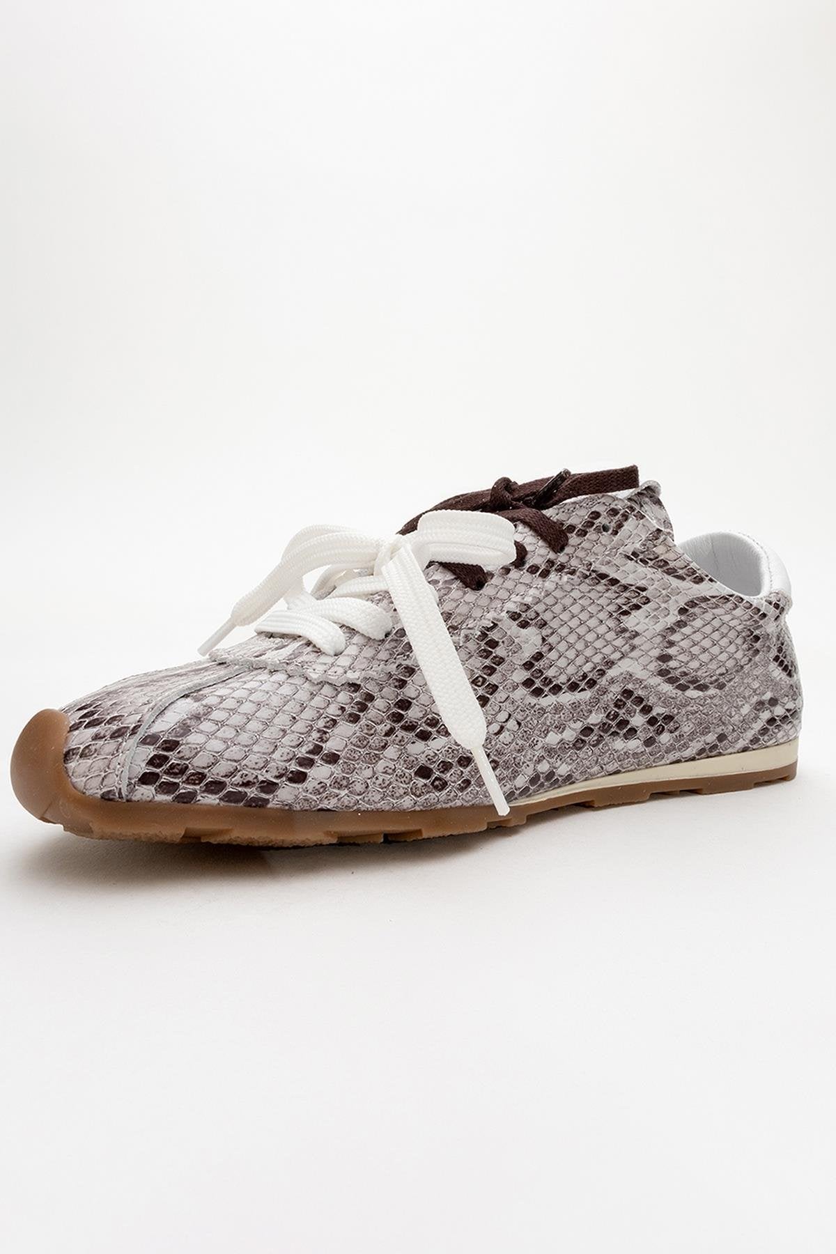 Crea - Gray Croco Leather Sneakers (Women)