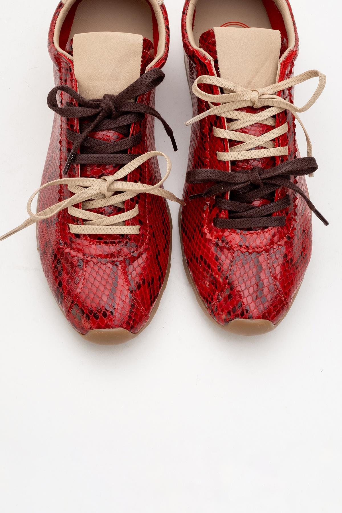 Crea - Red Leather Sneakers (Women)