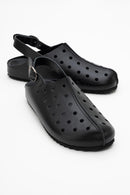Justa - Black Leather Clogs (Women)