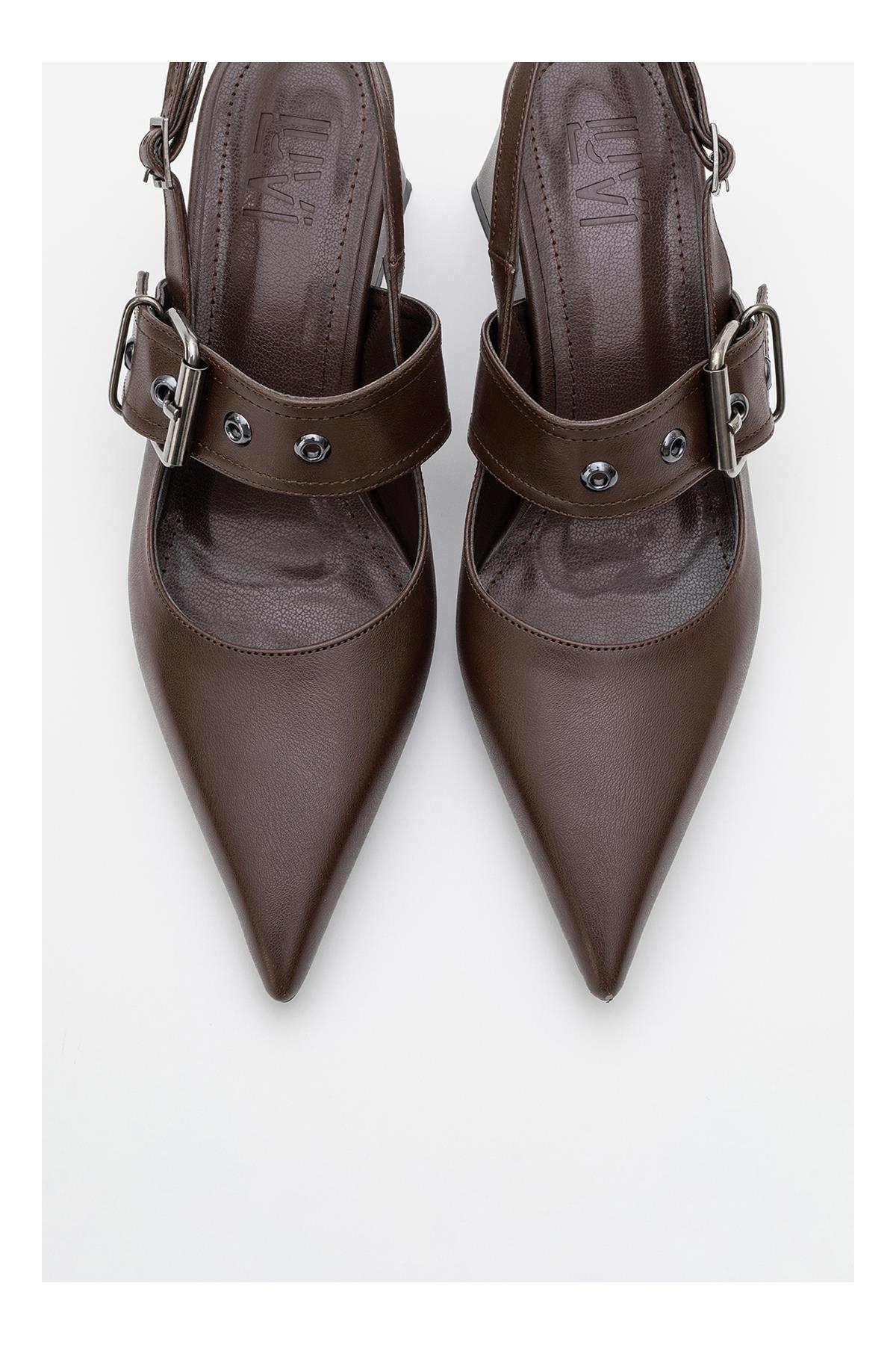 Nepido - Cognac Pointed Toe Backless Block Heel Shoe (Women)
