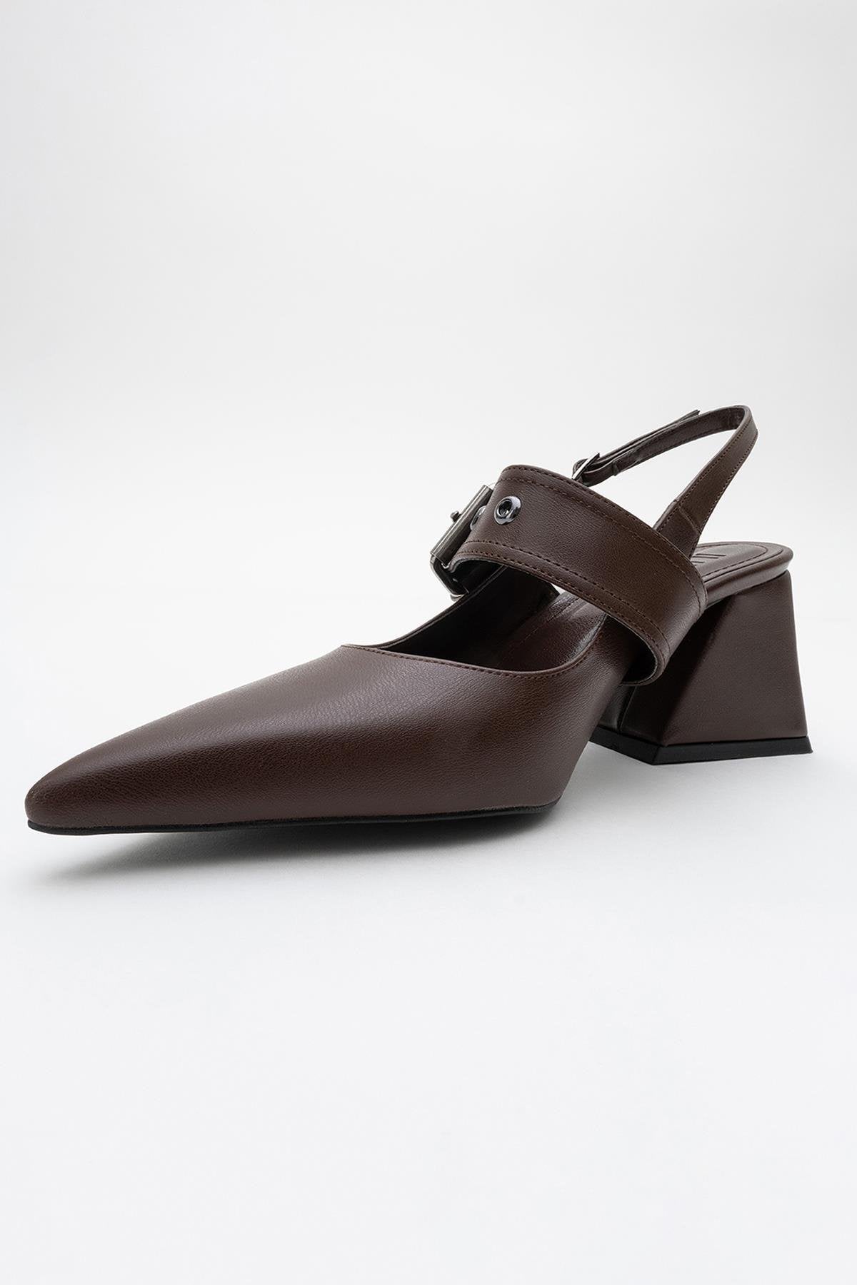 Nepido - Cognac Pointed Toe Backless Block Heel Shoe (Women)