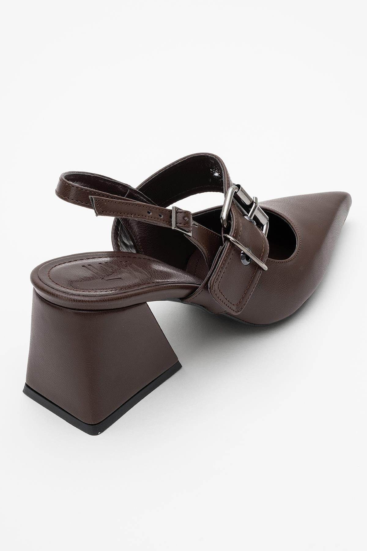 Nepido - Cognac Pointed Toe Backless Block Heel Shoe (Women)