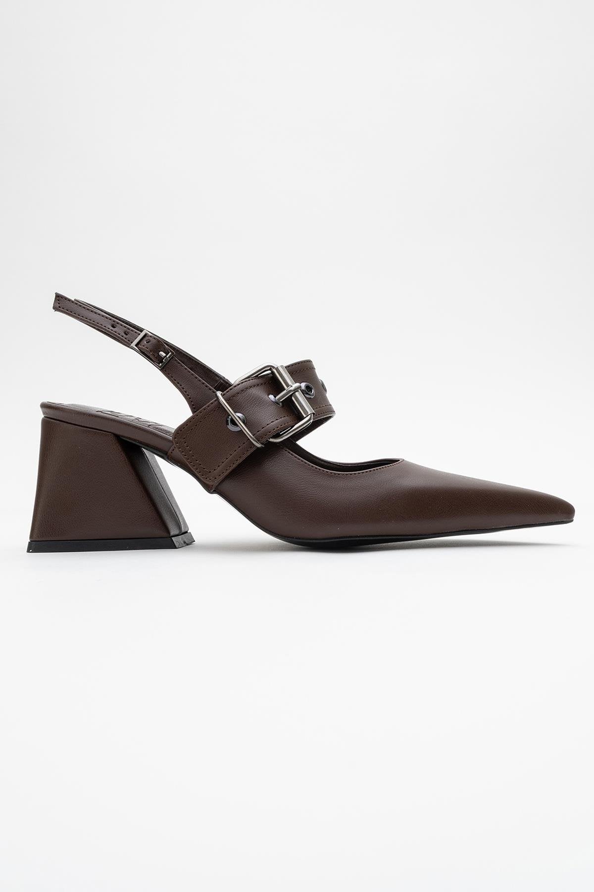 Nepido - Cognac Pointed Toe Backless Block Heel Shoe (Women)
