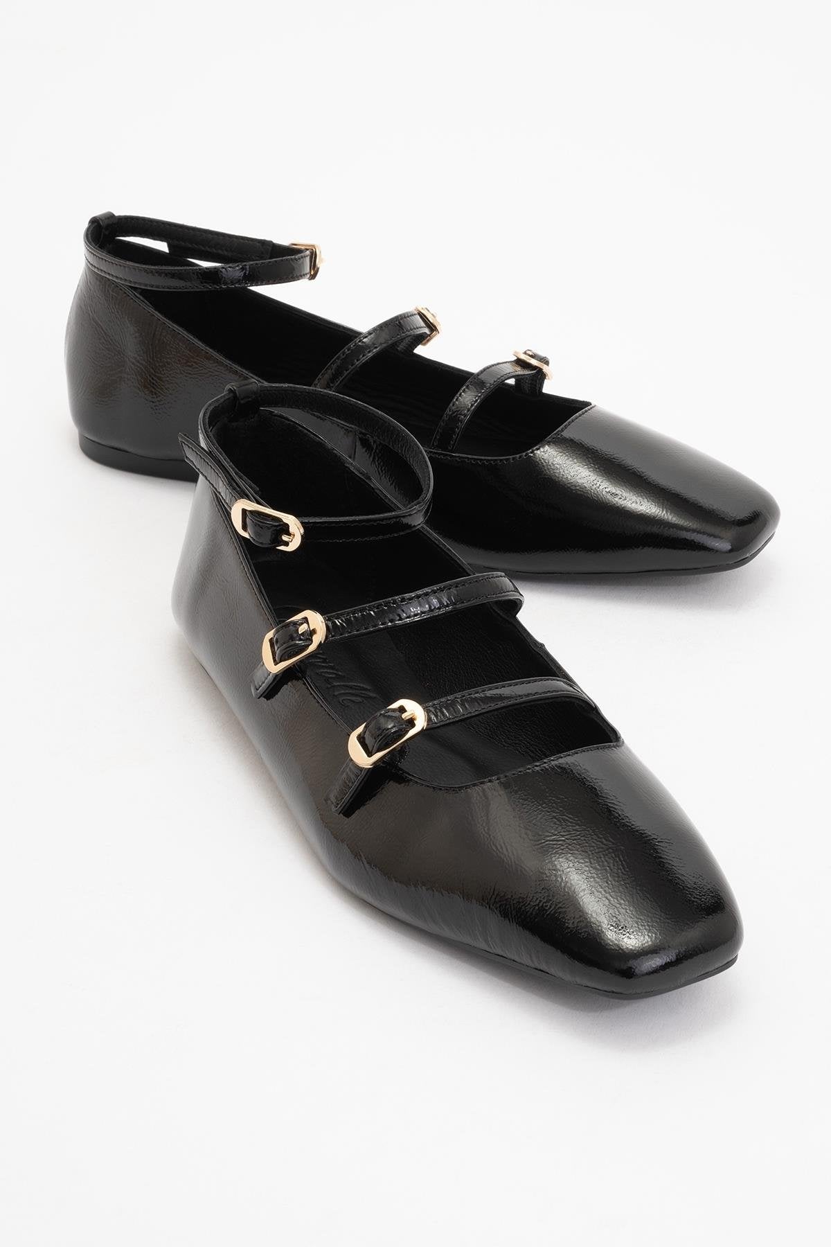 Serena - Black Patent Leather Mary Jane Flats