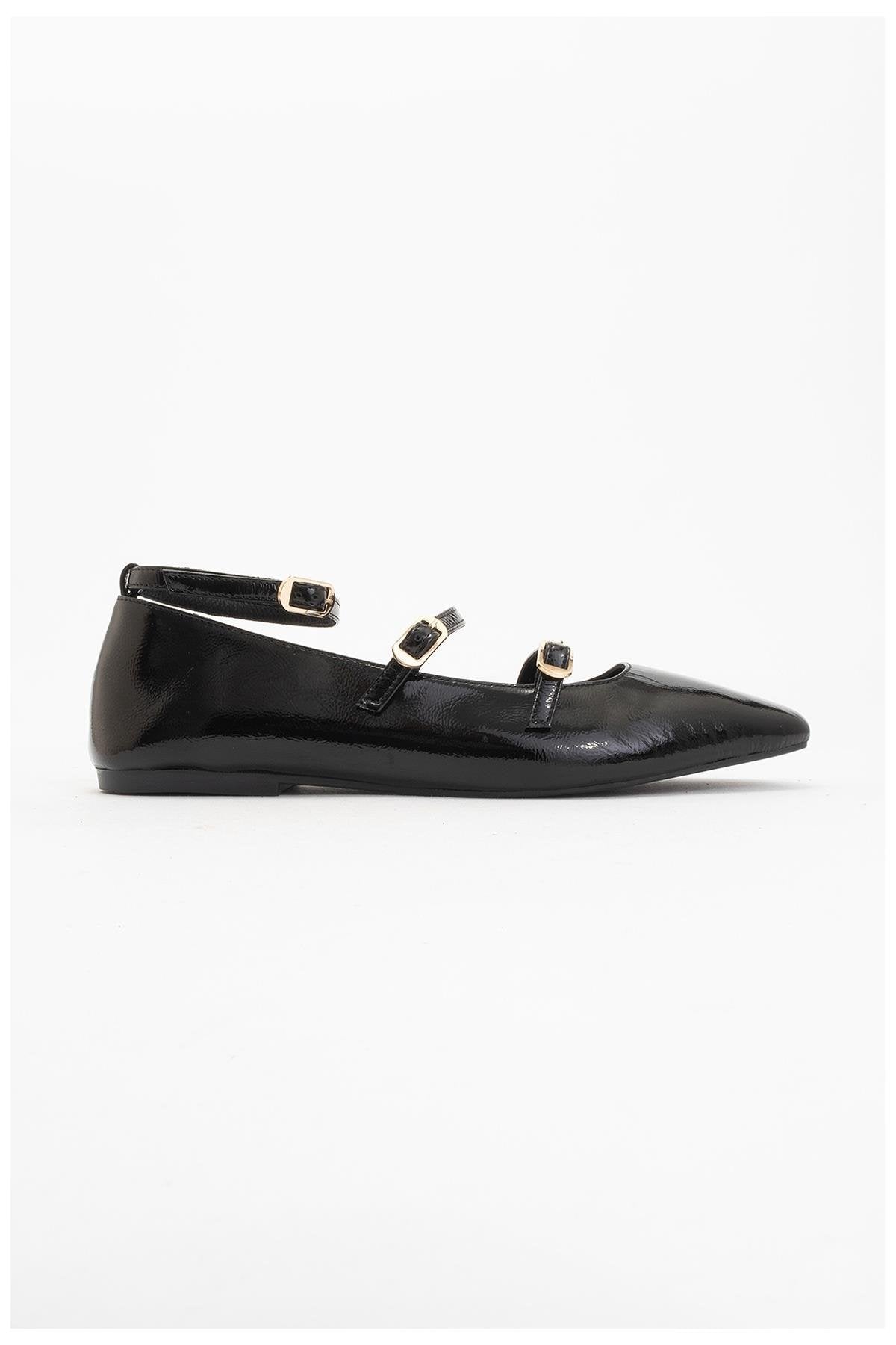 Serena - Black Patent Leather Mary Jane Flats
