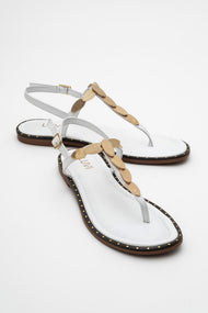 Marea - White Leather Flat Sandal (Women)