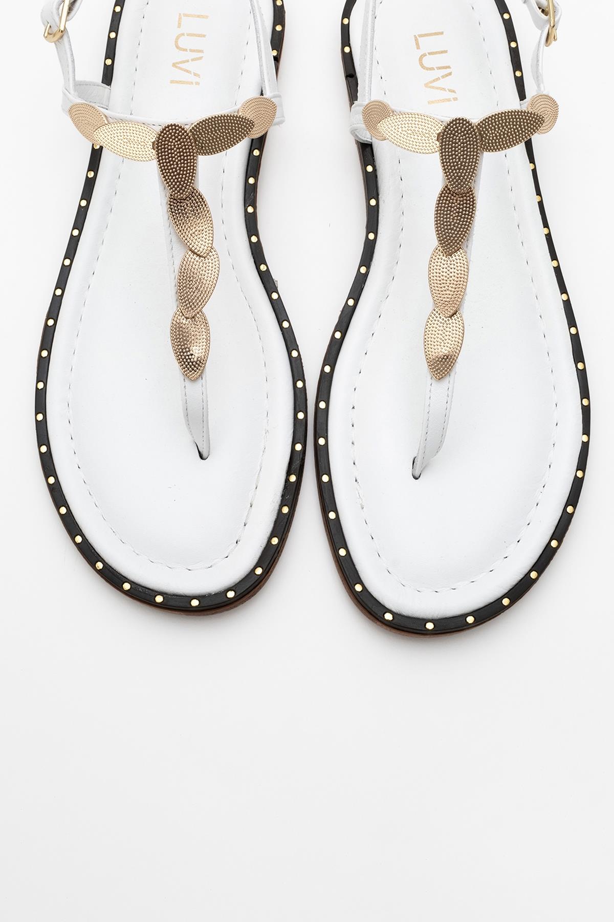 Marea - White Leather Flat Sandal (Women)
