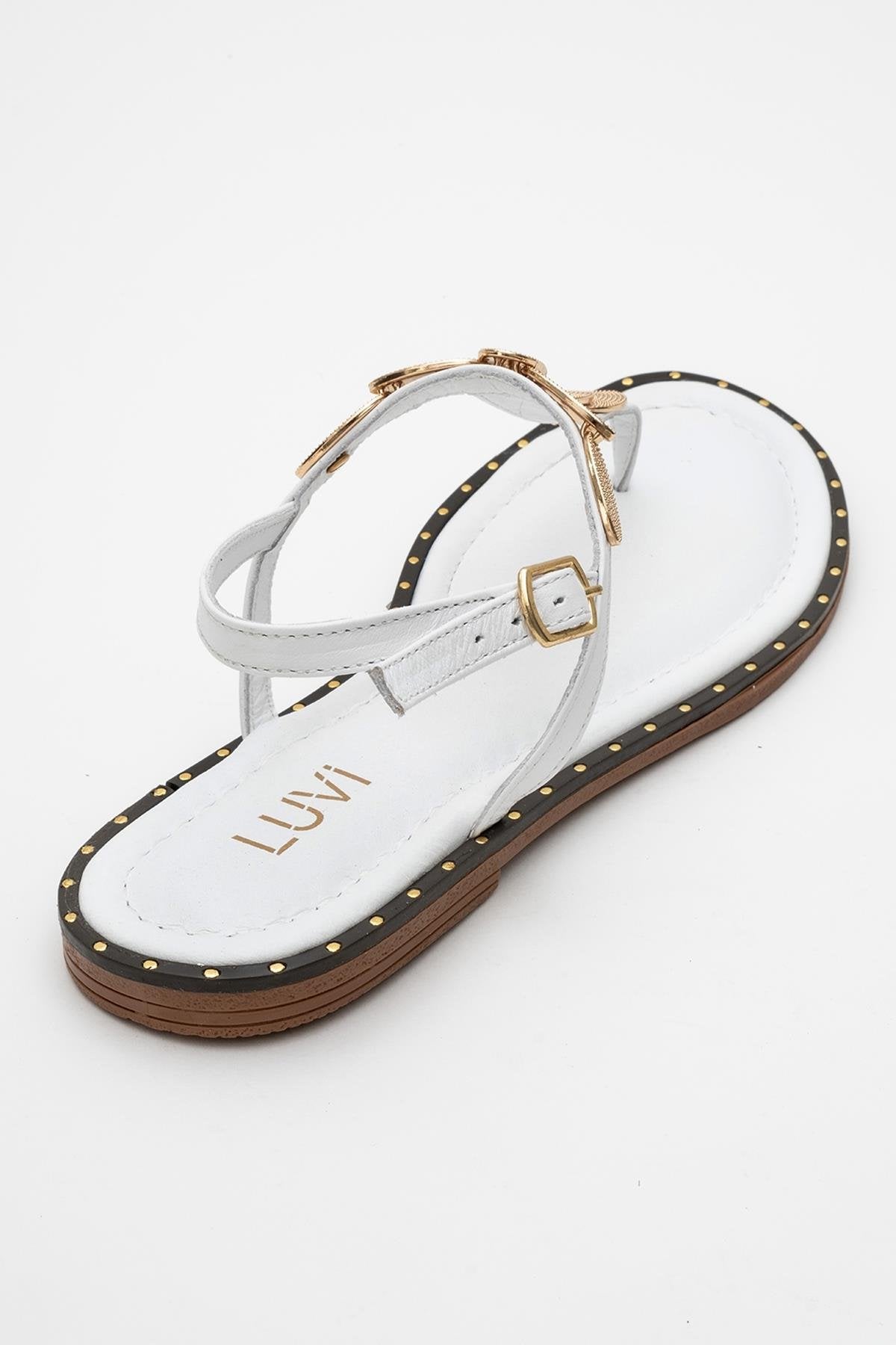 Marea - White Leather Flat Sandal (Women)